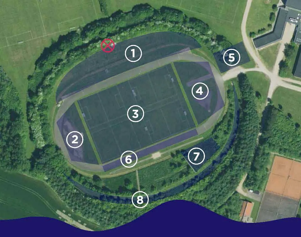 Dronefoto, der viser arealet, hvor man kan teste robotter